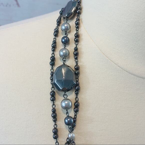 Shiny silver dark silver beads multi strand - Picture 2 of 9